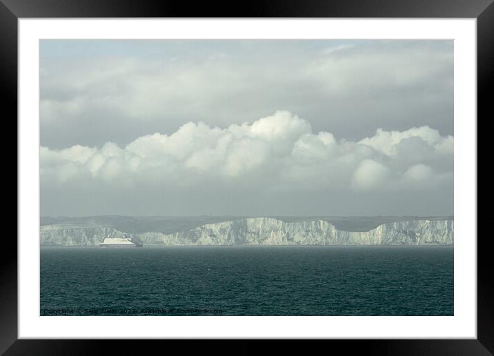 White cliffs of Dover in mist Framed Mounted Print by Sally Wallis