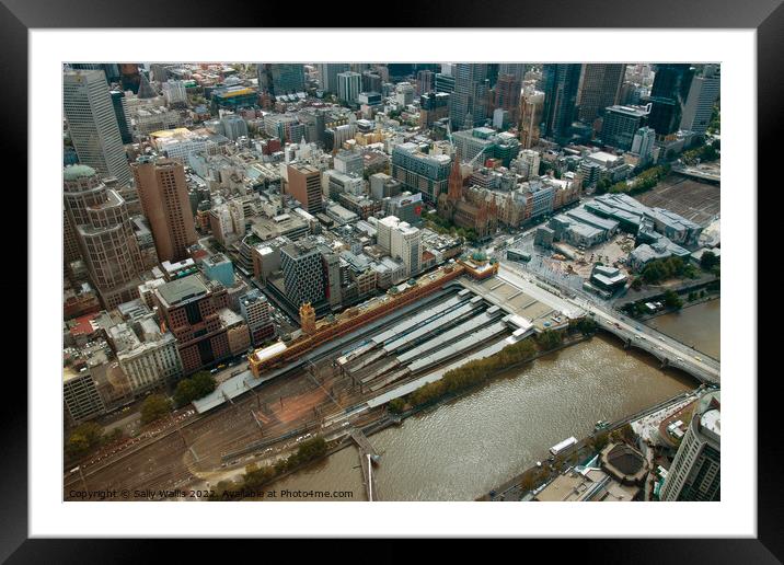 Aerial View of Melbourne Station, Australia Framed Mounted Print by Sally Wallis