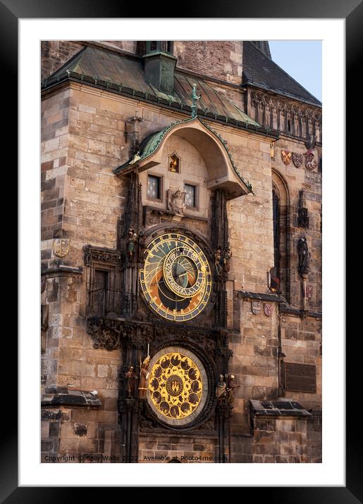 Prague Old Town Clock Framed Mounted Print by Sally Wallis