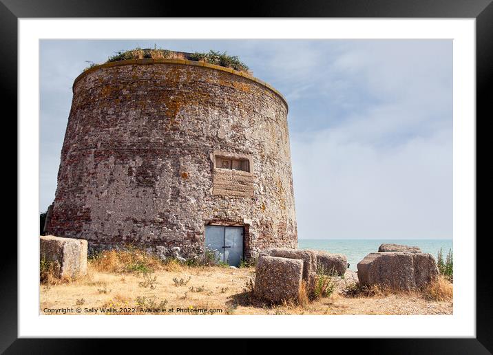 Martello Tower - Old fortification on beach near Eastbourne Framed Mounted Print by Sally Wallis