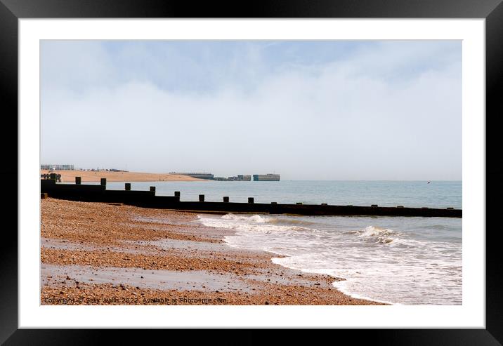 Hastings Beach at low tide Framed Mounted Print by Sally Wallis