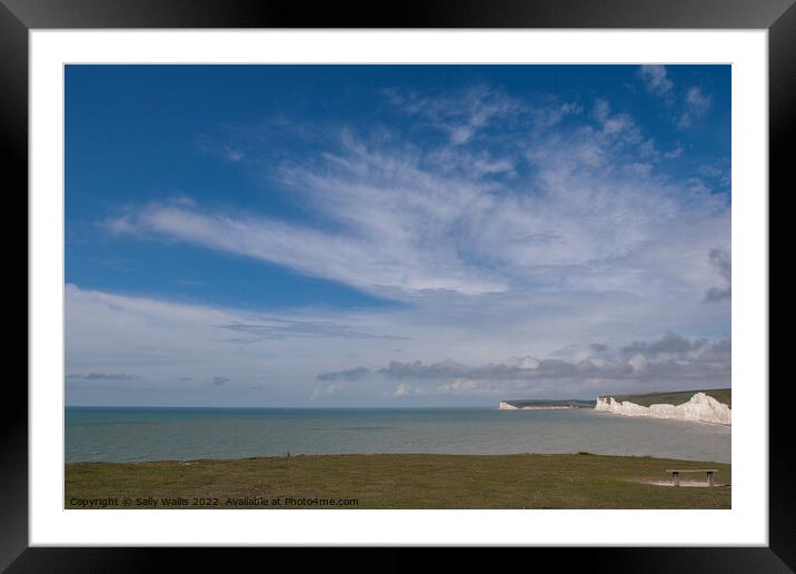 Seven Sisters at Burling Gap, Sussex Framed Mounted Print by Sally Wallis