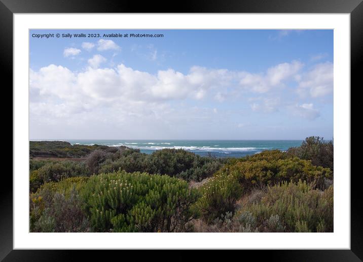 Southern Ocean through Heathers Framed Mounted Print by Sally Wallis