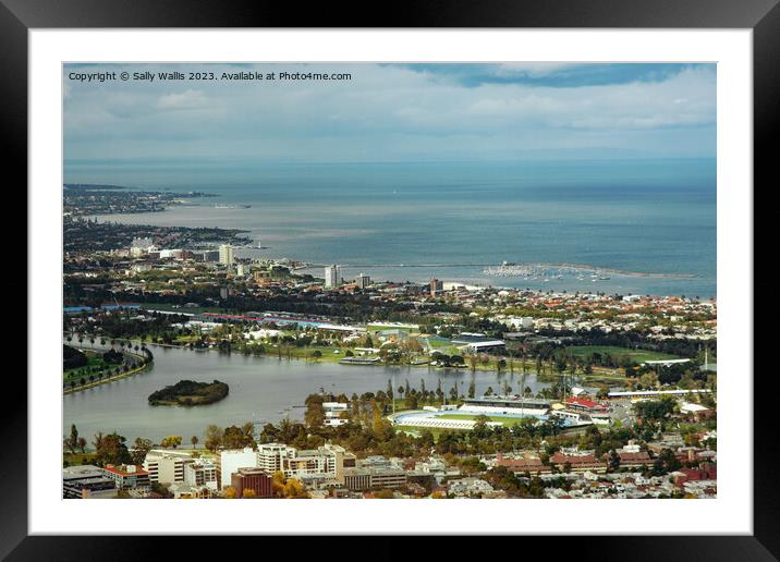Melbourne coast from on high Framed Mounted Print by Sally Wallis