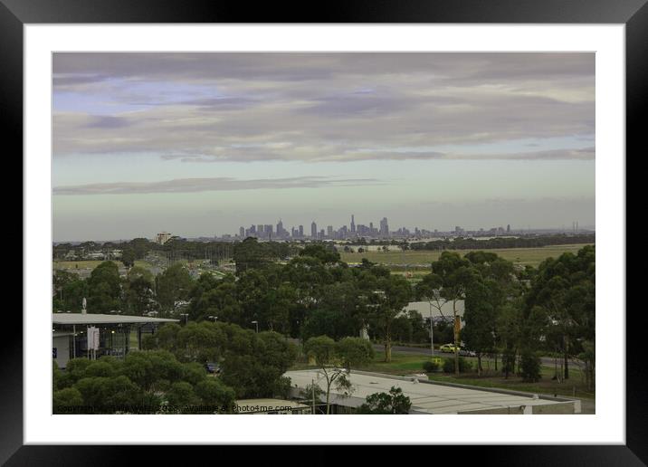 Melbourne skyline Framed Mounted Print by Sally Wallis