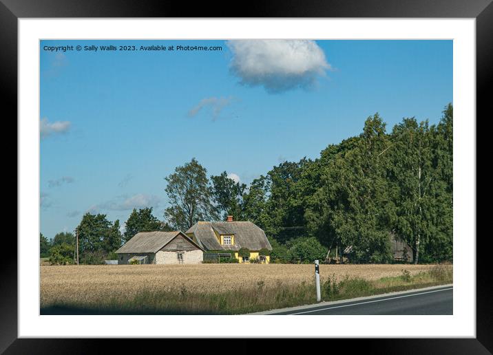 Estonian farmhouse roadside Framed Mounted Print by Sally Wallis