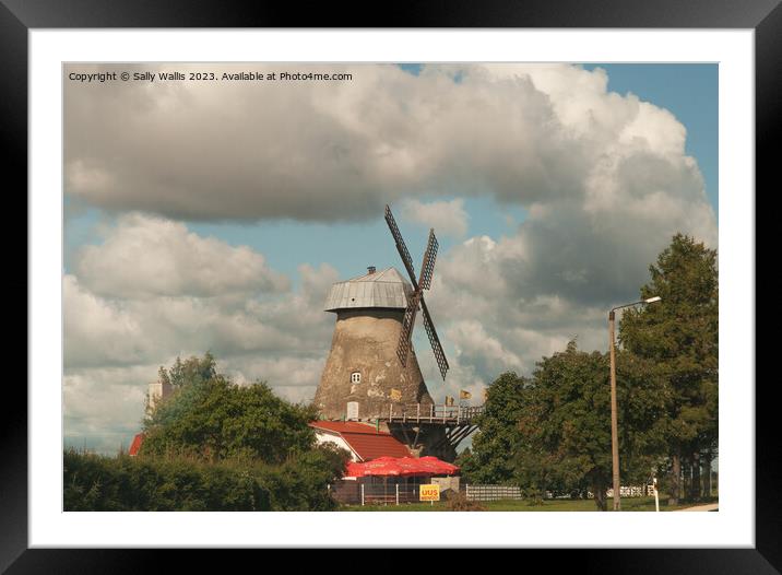 A Windmill beside the Highway Framed Mounted Print by Sally Wallis
