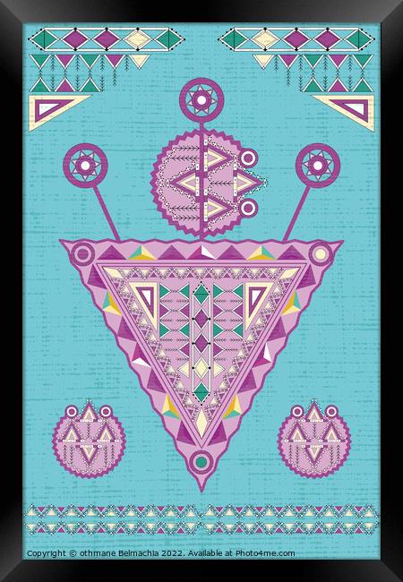 Tribal Poster Pattern Vector Illustration. The Symbol of Moroccan Berber Jewelry. Amazigh culture fibula. north african culture. Framed Print by othmane Belmachia