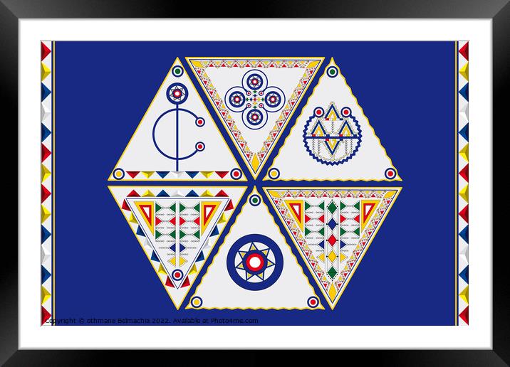 Tribal Poster Pattern. The Symbol of Moroccan Berber Jewelry. Amazigh culture fibula. north african culture. Framed Mounted Print by othmane Belmachia