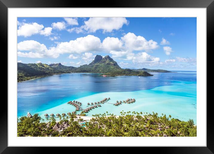 Aerial view of Bora Bora island, French Polynesia Framed Mounted Print by Matteo Colombo