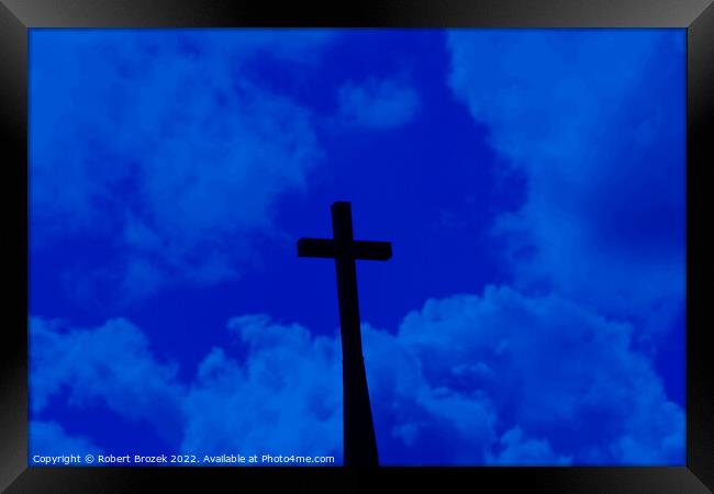 Church Cross with clouds Framed Print by Robert Brozek