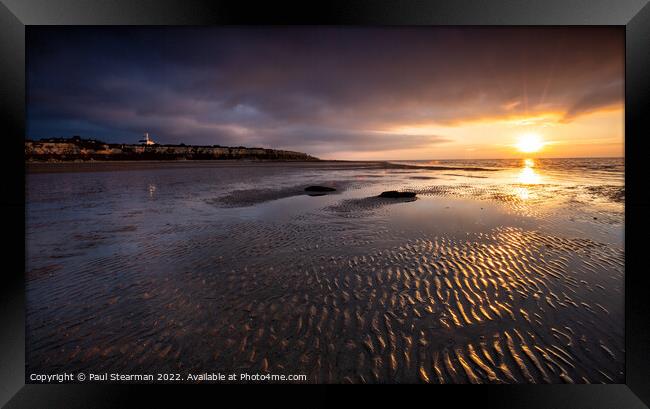 Setting sun at Hunstanton Norfolk Framed Print by Paul Stearman