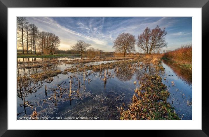 Flooded fields at Bintree Norfolk UK Framed Mounted Print by Paul Stearman