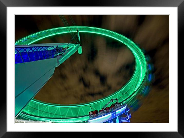 Abstract Picture of the London Eye Rotating at Night Framed Mounted Print by Paul Stearman
