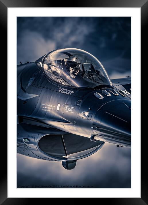 Closeup on the F16 fighterjet Framed Mounted Print by Bart Rosselle