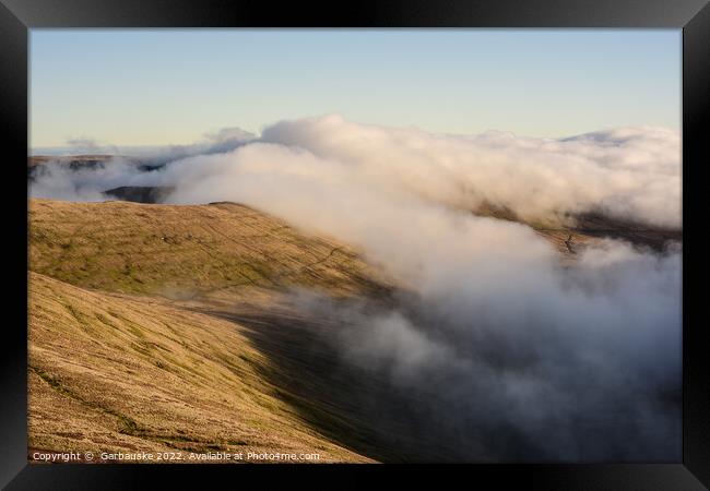 Cloudy view from Pen y Fan, Brecon Beacons Framed Print by  Garbauske