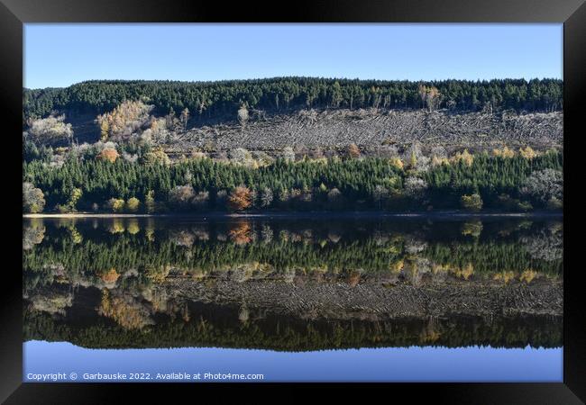 Reflections in Pontsticill Reservoir on quiet day  Framed Print by  Garbauske
