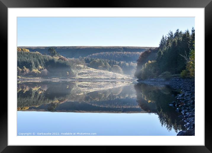 Reflections and haze in Pontsticill Reservoir  Framed Mounted Print by  Garbauske