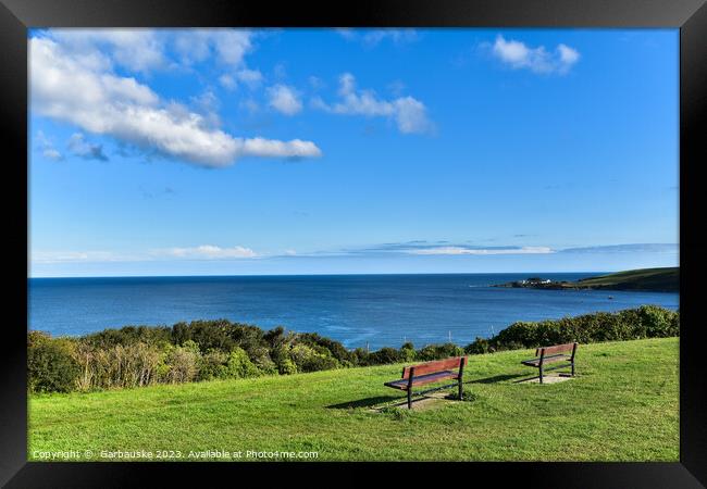 A view on the sea, Mevagissey coast path, Cornwall Framed Print by  Garbauske