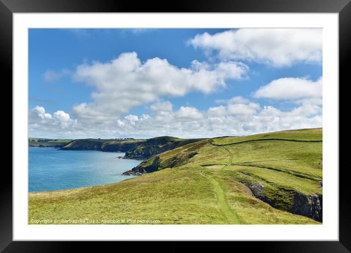 Pentire walking path, Cornwall Framed Mounted Print by  Garbauske