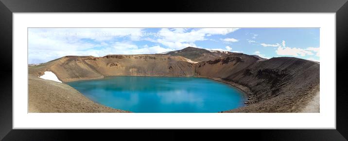 The crystal clear deep blue lake Krafla on Iceland. Framed Mounted Print by Michael Piepgras