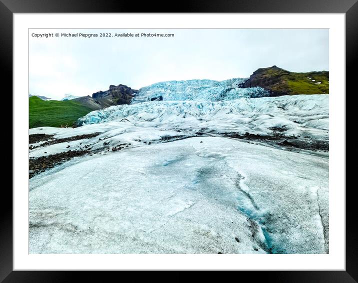 Close-up view of the blue ice on the jokulsarlon glacier in Icel Framed Mounted Print by Michael Piepgras