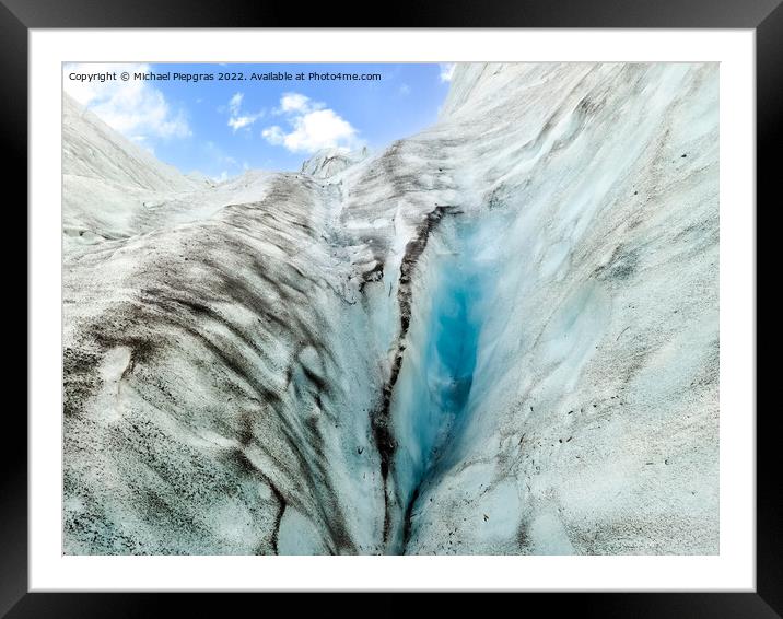 Close-up view of the blue ice on the jokulsarlon glacier in Icel Framed Mounted Print by Michael Piepgras