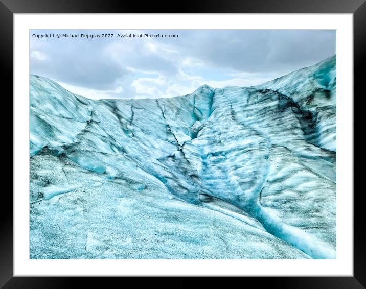 Close-up view of the blue ice on the jokulsarlon glacier in Icel Framed Mounted Print by Michael Piepgras