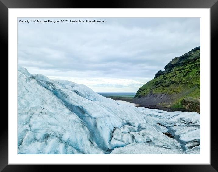 Close-up view of the blue ice on the jokulsarlon glacier in Icel Framed Mounted Print by Michael Piepgras