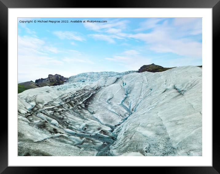 Close-up view of the blue ice on the jokulsarlon glacier in Icel Framed Mounted Print by Michael Piepgras