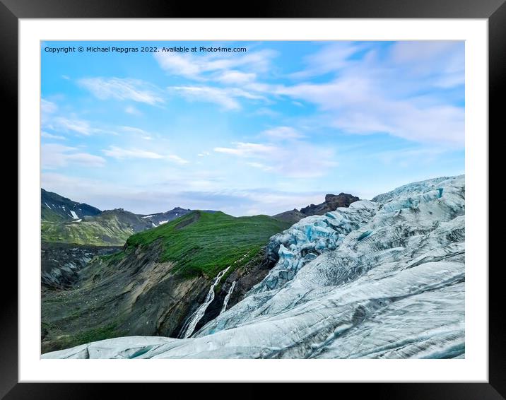 Close-up view of the blue ice on the jokulsarlon glacier in Icel Framed Mounted Print by Michael Piepgras