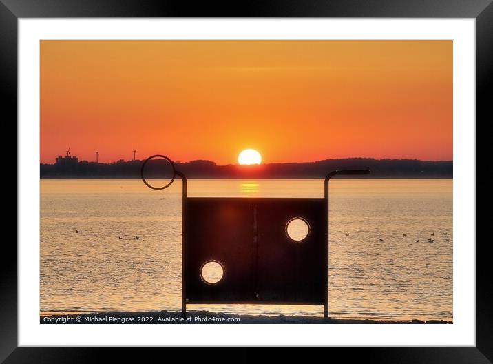 Beautiful and romantic sunset at a lake in yellow and orange col Framed Mounted Print by Michael Piepgras