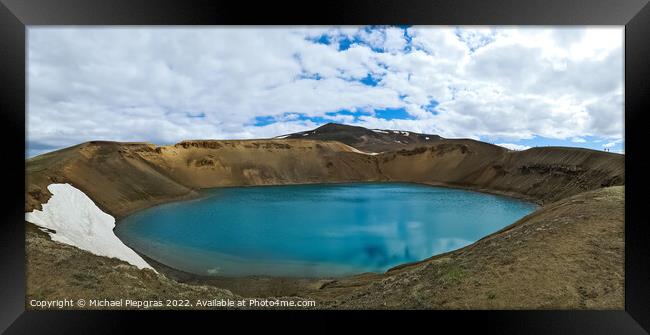 The crystal clear deep blue lake Krafla on Iceland. Framed Print by Michael Piepgras