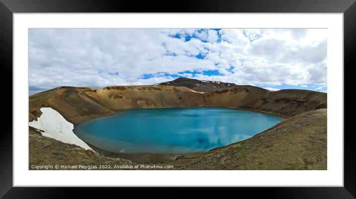 The crystal clear deep blue lake Krafla on Iceland. Framed Mounted Print by Michael Piepgras