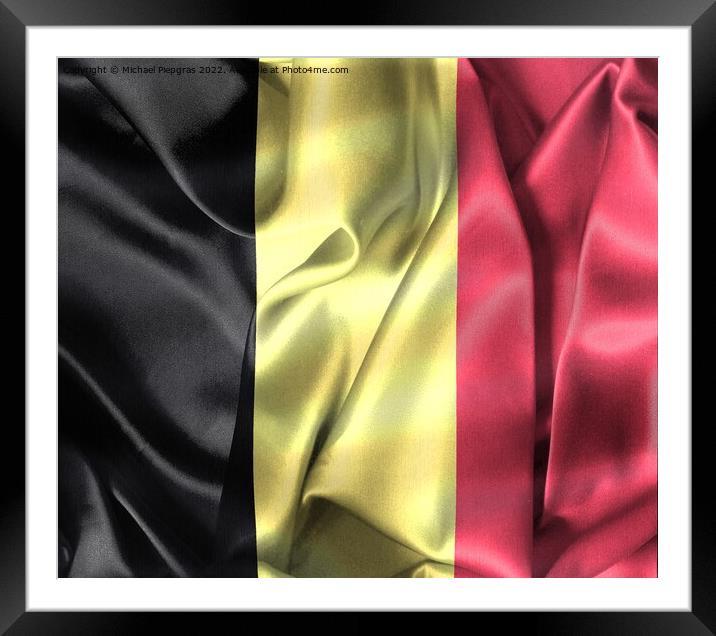 Belgium flag - realistic waving fabric flag Framed Mounted Print by Michael Piepgras
