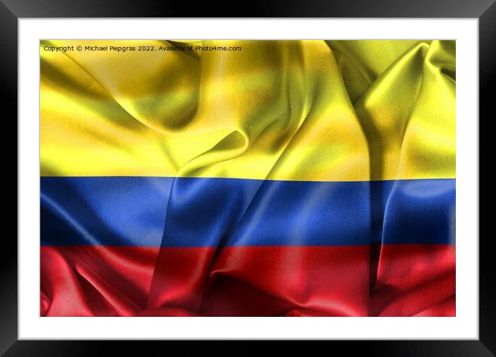 Colombia flag - realistic waving fabric flag Framed Mounted Print by Michael Piepgras