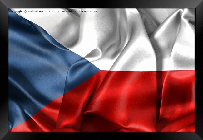 Czechia flag - realistic waving fabric flag Framed Print by Michael Piepgras