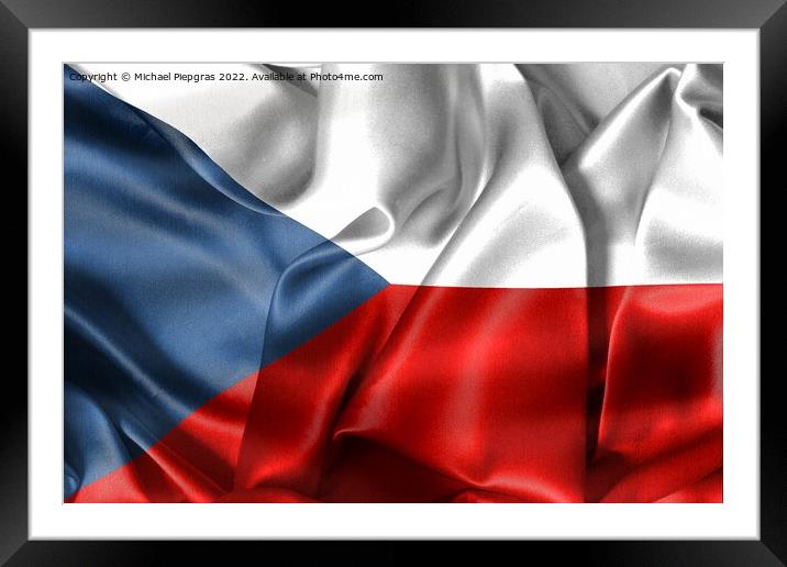 Czechia flag - realistic waving fabric flag Framed Mounted Print by Michael Piepgras