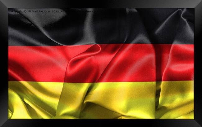 Germany flag - realistic waving fabric flag Framed Print by Michael Piepgras