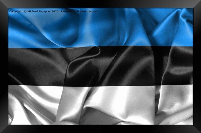 Estonia flag - realistic waving fabric flag Framed Print by Michael Piepgras
