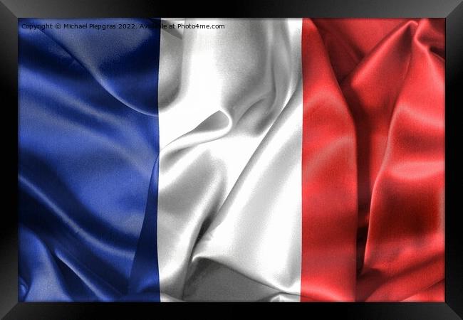 France flag - realistic waving fabric flag Framed Print by Michael Piepgras