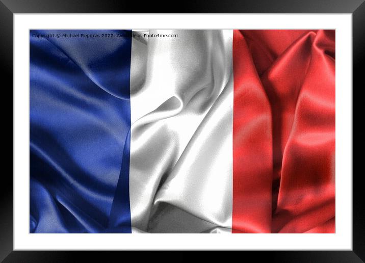 France flag - realistic waving fabric flag Framed Mounted Print by Michael Piepgras
