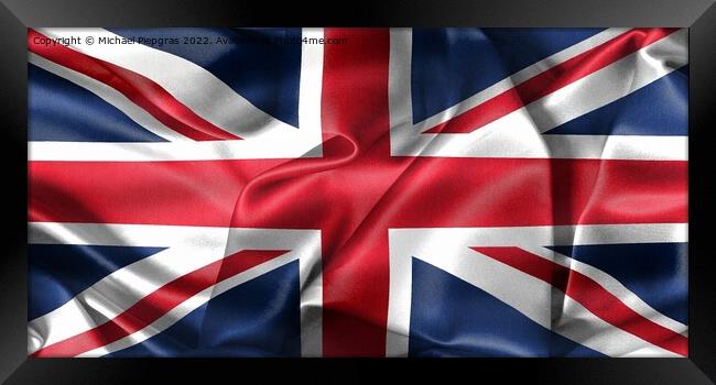 United Kingdom flag - realistic waving fabric flag Framed Print by Michael Piepgras