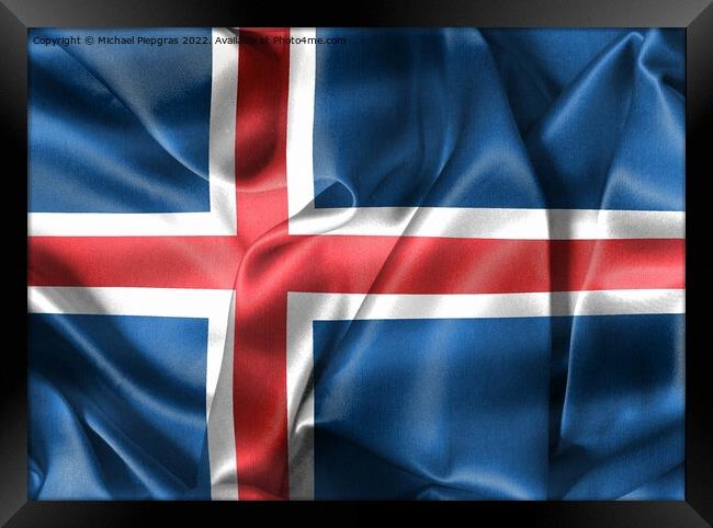 3D-Illustration of a Iceland flag - realistic waving fabric flag Framed Print by Michael Piepgras