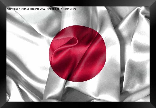 3D-Illustration of a Japan flag - realistic waving fabric flag Framed Print by Michael Piepgras