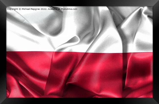 3D-Illustration of a Poland flag - realistic waving fabric flag Framed Print by Michael Piepgras