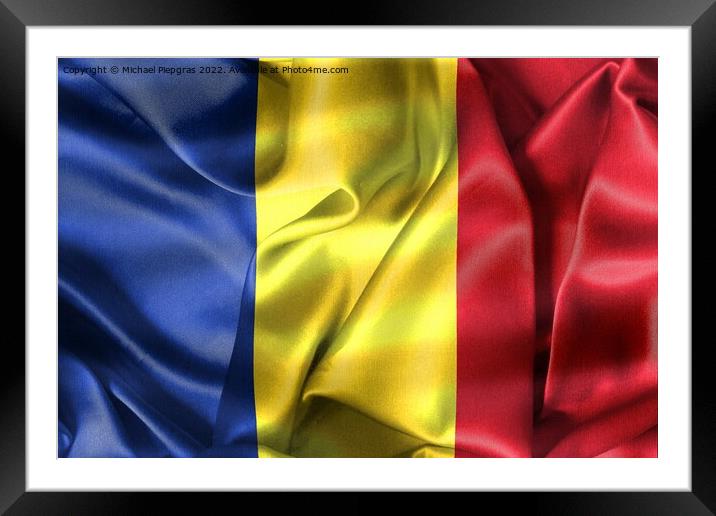 3D-Illustration of a Romania flag - realistic waving fabric flag Framed Mounted Print by Michael Piepgras