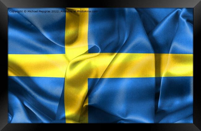 3D-Illustration of a Sweden flag - realistic waving fabric flag Framed Print by Michael Piepgras