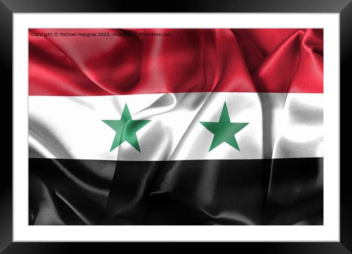3D-Illustration of a Syria flag - realistic waving fabric flag Framed Mounted Print by Michael Piepgras