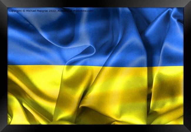3D-Illustration of a Ukraine flag - realistic waving fabric flag Framed Print by Michael Piepgras